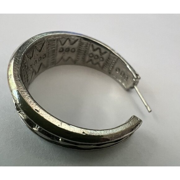 ART Arthur Pepper Turquoise Silver Tone Hoop Earrings Cabochon Boho Southwestern - Picture 4 of 6